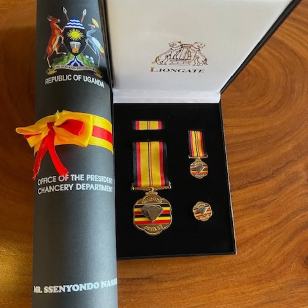National Independence Diamond Jubilee Medal awarded to Nasser Ssenyondo by President Yoweri Museveni